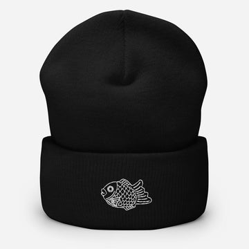 Taiyaki Waffle Fish Icon Embroidered Unisex Cuffed Beanie - BUCKET POPCORN